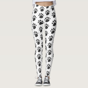 Cute Paw Prints Patroon White Black Leggings