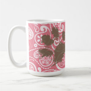 Cute Pawprint op Blush Pink Paisley Koffiemok