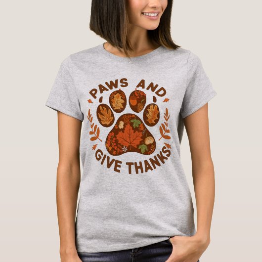 cute Paws and Give Thanks Fall Dog Lover Shirt (Voorkant)