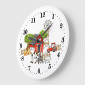 Cute Pays Grange animaux Grande Horloge (Angle)