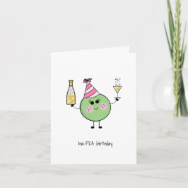 Cute Pea Birthday Kaart - Cute, Funny, Kawaii Kaar