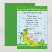 Cute Pea Pod Baby Boy Baby Shoy Invitations (Devant / Derrière)