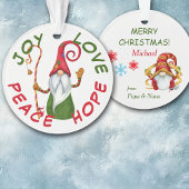 Cute Peace Hope kerst Gnome Ornament