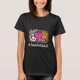 Cute Peace Love Basketball Leopard Print Women Man T-shirt