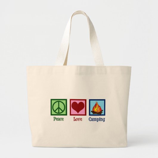 Cute Peace Love Camping Grote Tote Bag (Voorkant)