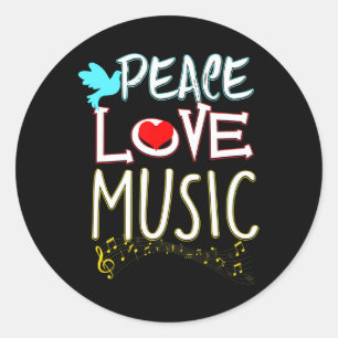 Cute Peace Love Music Hippie Hipster Festival Ronde Sticker