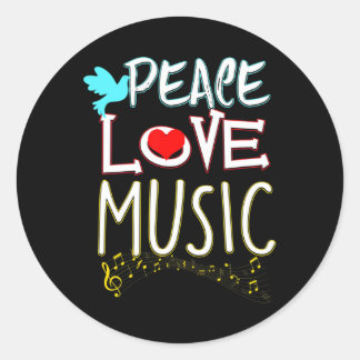 Cute Peace Love Music Hippie Hipster Festival Ronde Sticker