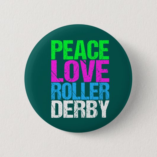 Cute Peace Love Roller Derby Ronde Button 5,7 Cm (Voorkant)