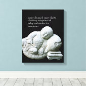 Cute Peaceful Sleeping Young Monk Stone Sculpture Canvas Afdruk (Insitu (Houten vloer))