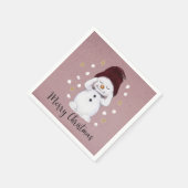Cute Peaceful Snowman Pink kerstavond Servet (Hoek)