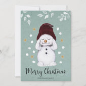 Cute Peaceful Snowman Winter Blue Kerstmis Feestdagenkaart (Voorkant)