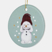 Cute Peaceful Snowman Winter Blue Kerstmis Keramisch Ornament (Links)