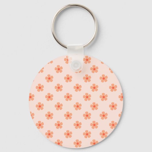 Cute Peach Flower Pattern Minimal Floral Aesthetic Sleutelhanger (Voorkant)