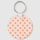 Cute Peach Flower Pattern Minimal Floral Aesthetic Sleutelhanger (Achterkant)