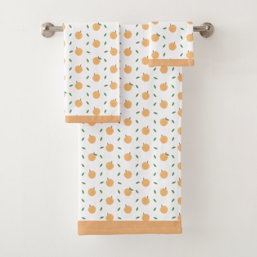 Cute Peaches & Leaves Pattern Bad Handdoek (Insitu)
