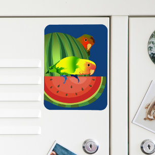 Cute Peachface Lovebird Summer Watermelon Picnic Magneet