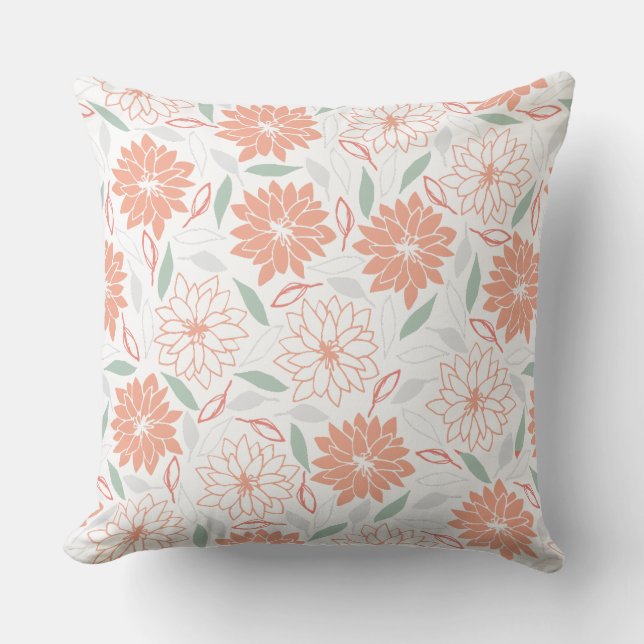 Cute Peachy Floral Pattern Kussen (Voorkant)