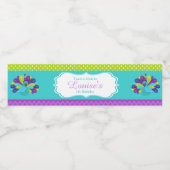 Cute Peacock Green en Paars Waterfles Etiket (Enkel label)