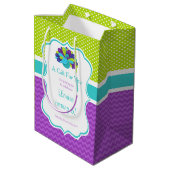 Cute Peacock Green en Paarse Birthday Dank u Medium Cadeauzakje (Achterkant Gekanteld)