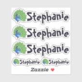 Cute Peacock Name Stickers - Set of Five (Feuille)