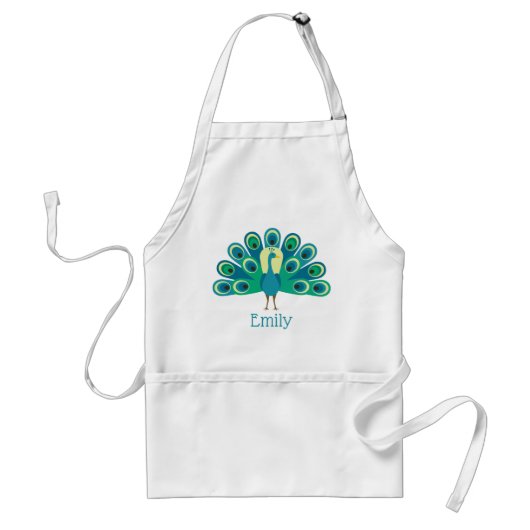 Cute Peacock Personalized Apron Standaard Schort (Voorkant)