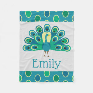 Cute Peacock Personalized Blanket Fleece Deken