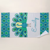 Cute Peacock Serviette de plage personnalisée (Devant)