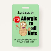 Cute Peanut Allergy Awareness Badge (Voorkant)