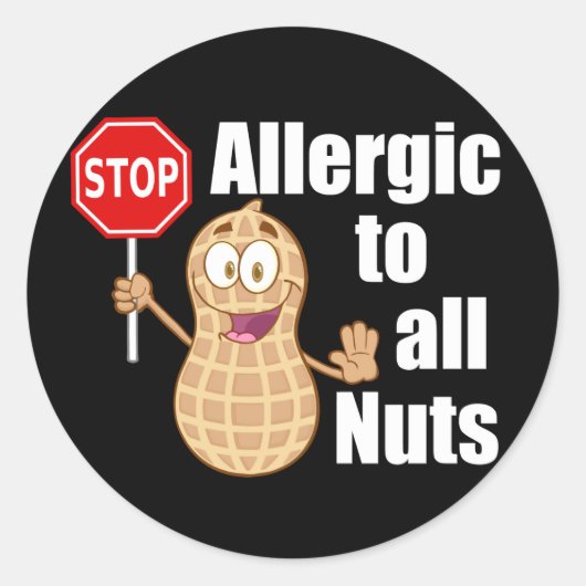 Cute Peanut Allergy Awareness Ronde Sticker (Voorkant)