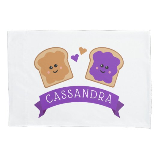 Cute Peanut Butter en Jelly Kussensloop (Voorkant)