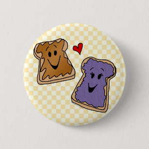 Cute Peanut Butter Heart Jelly Cartoon Buttonnen Ronde Button 5,7 Cm