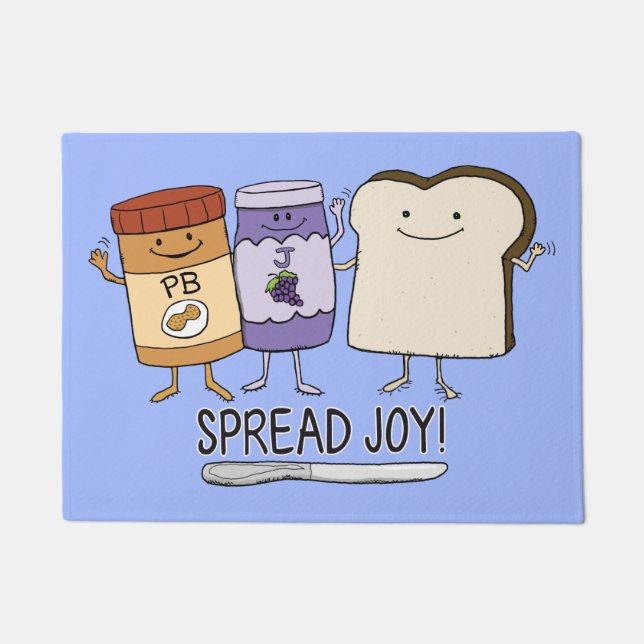 Cute Peanut Butter & Jelly & Bread Spread Joy Deurmat (Voorkant)