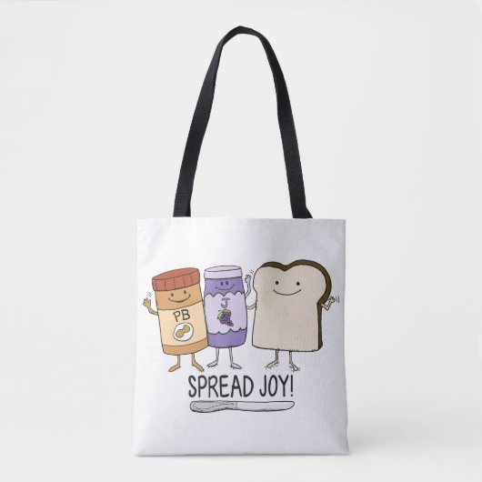 Cute Peanut Butter & Jelly & Bread Spread Joy Draagtas (Voorkant)