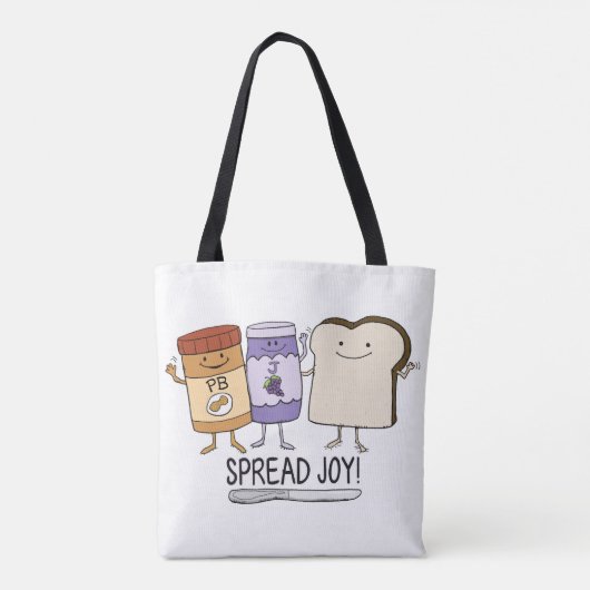 Cute Peanut Butter & Jelly & Bread Spread Joy Draagtas (Achterkant)