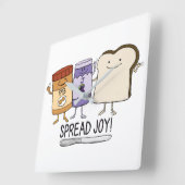 Cute Peanut Butter & Jelly & Bread Spread Joy Vierkante Klok (Hoek)