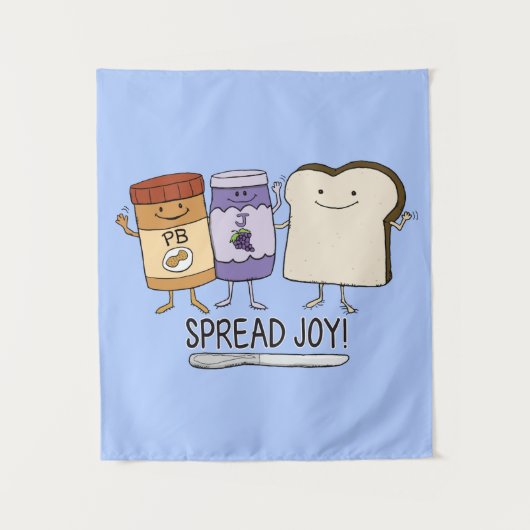 Cute Peanut Butter & Jelly & Bread Spread Joy Wandkleed (Voorkant)