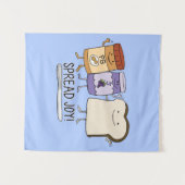 Cute Peanut Butter & Jelly & Bread Spread Joy Wandkleed (Voorkant (horizontaal))
