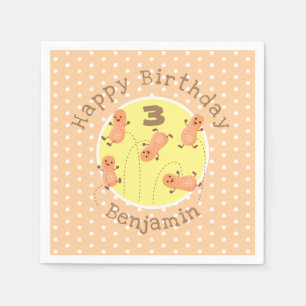 Cute peanut cartoon illustratie oranje polka stip servet