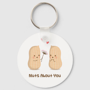 Cute Peanuts Nuts Over You Pun Love Humor Sleutelhanger