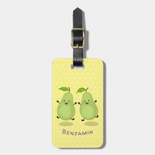 Cute pear pair cartoon illustratie bagagelabel