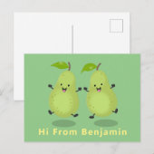 Cute pear pair cartoon illustratie briefkaart (Voorkant / Achterkant)