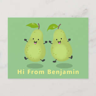 Cute pear pair cartoon illustratie briefkaart