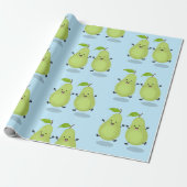 Cute pear pair cartoon illustratie cadeaupapier (Uitgerold)