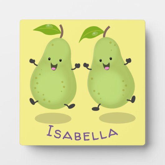 Cute pear pair cartoon illustratie fotoplaat (Voorkant)