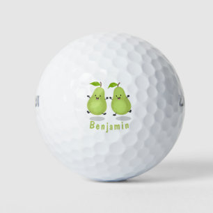Cute pear pair cartoon illustratie golfballen