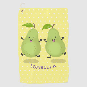 Cute pear pair cartoon illustratie golfhanddoek