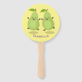 Cute pear pair cartoon illustratie handwaaier (Achterkant)