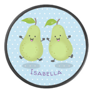 Cute pear pair cartoon illustratie hockey puck