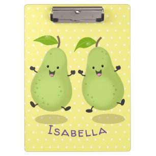 Cute pear pair cartoon illustratie klembord