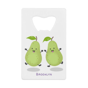 Cute pear pair cartoon illustratie kredietkaart flessenopener